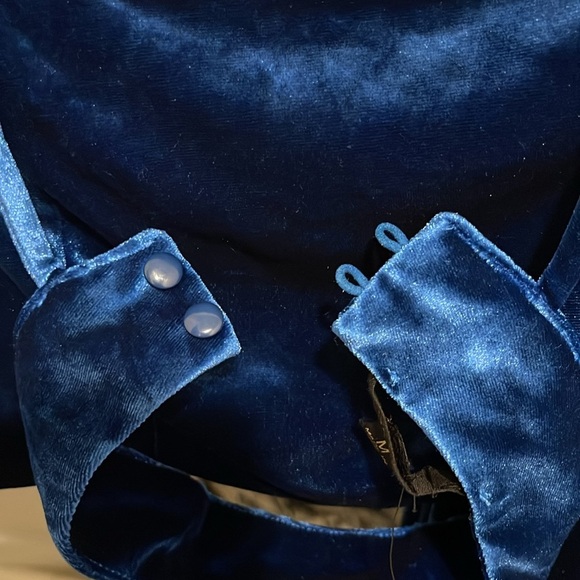 2 piece velvet pants set crop top and pants - BLUE - Picture 9 of 16